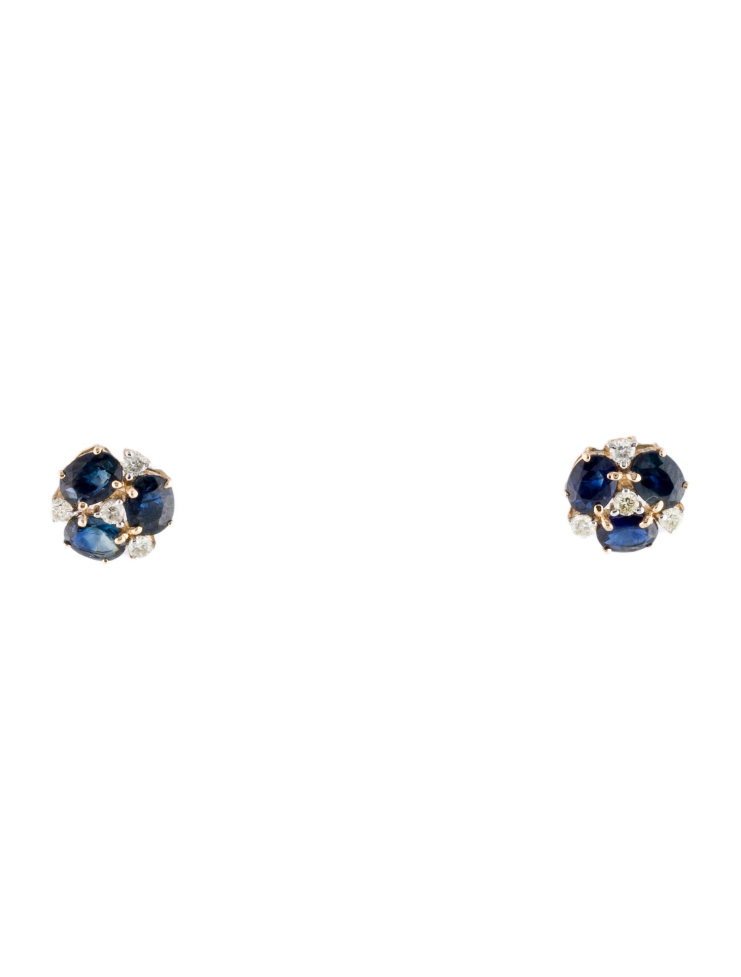Jewelmak 14K 1.08ctw Sapphire & Diamond Stud Earrings.