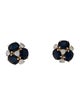 Jewelmak 14K Sapphire & Diamond Cluster Flower Stud Earrings