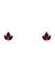 Jewelmak 14K 1.24ctw Glass-Filled Ruby & Diamond Leaf Stud Earrings