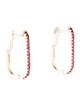 Jewelmak 14K Ruby U-Hoop Earrings