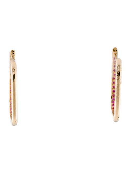 Jewelmak 14K Ruby U-Hoop Earrings