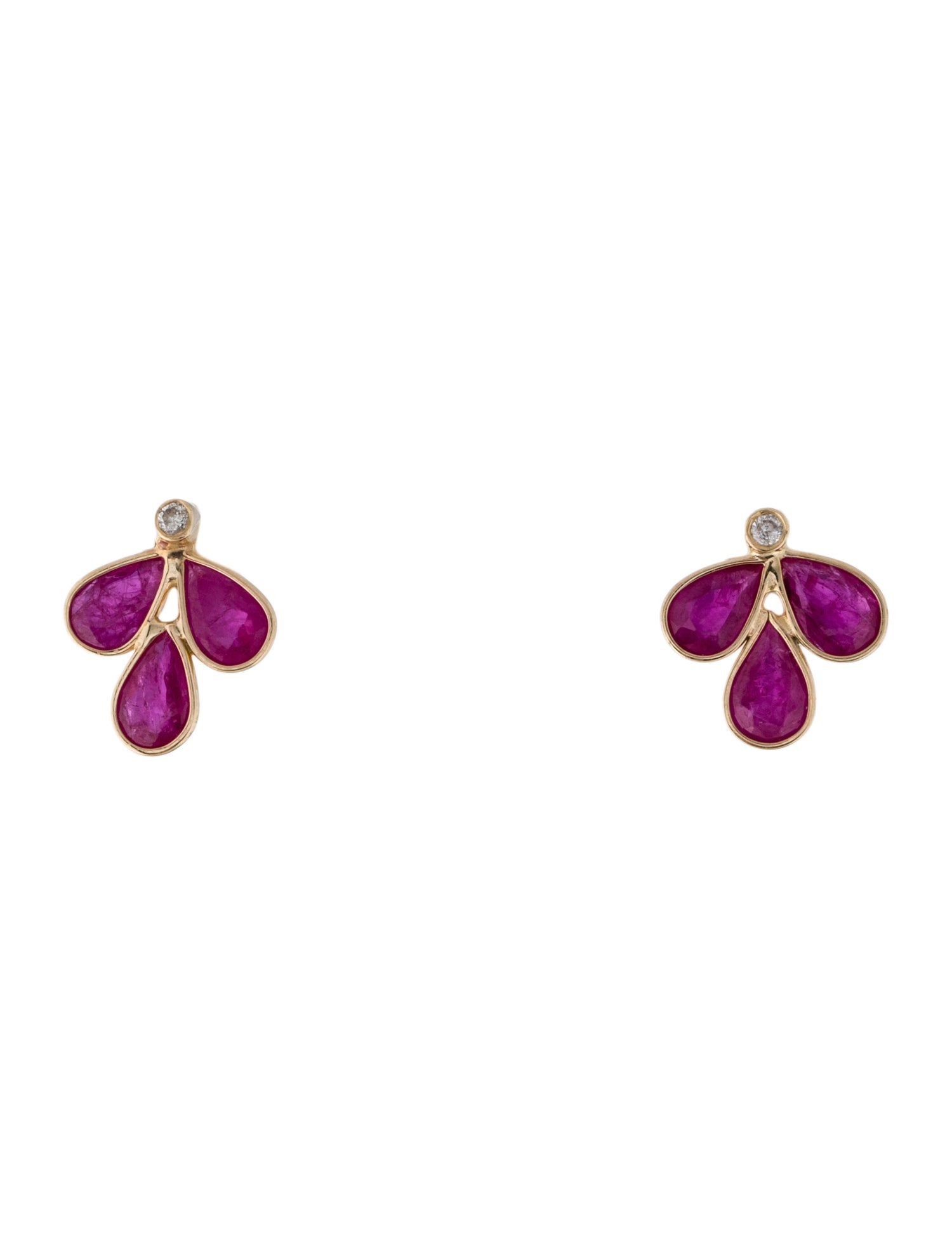 Jewelmak 14K 2.59ctw Ruby & Diamond Stud Earrings