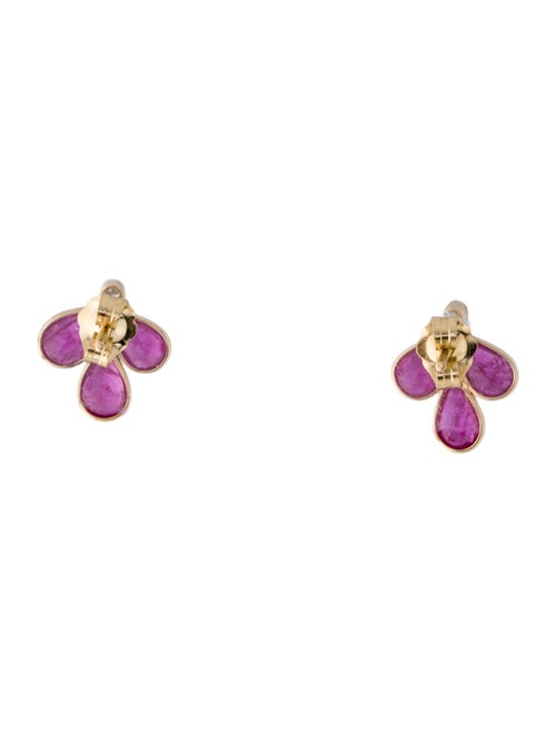 Jewelmak 14K 2.59ctw Ruby & Diamond Stud Earrings