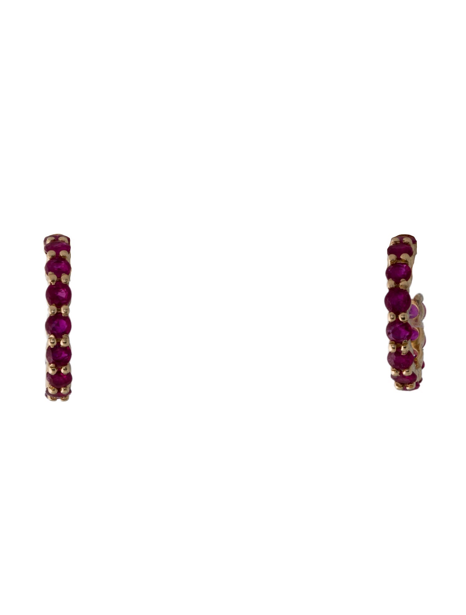 Jewelmak 14K 1.22ctw Ruby Hoop Earrings