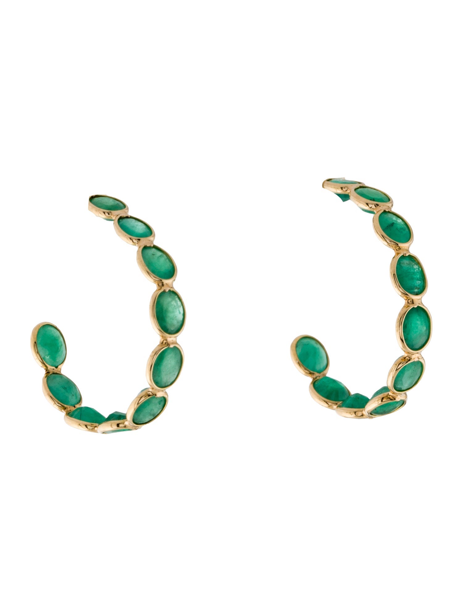Jewelmak 18K 4.80ctw Emerald Hoop Earrings