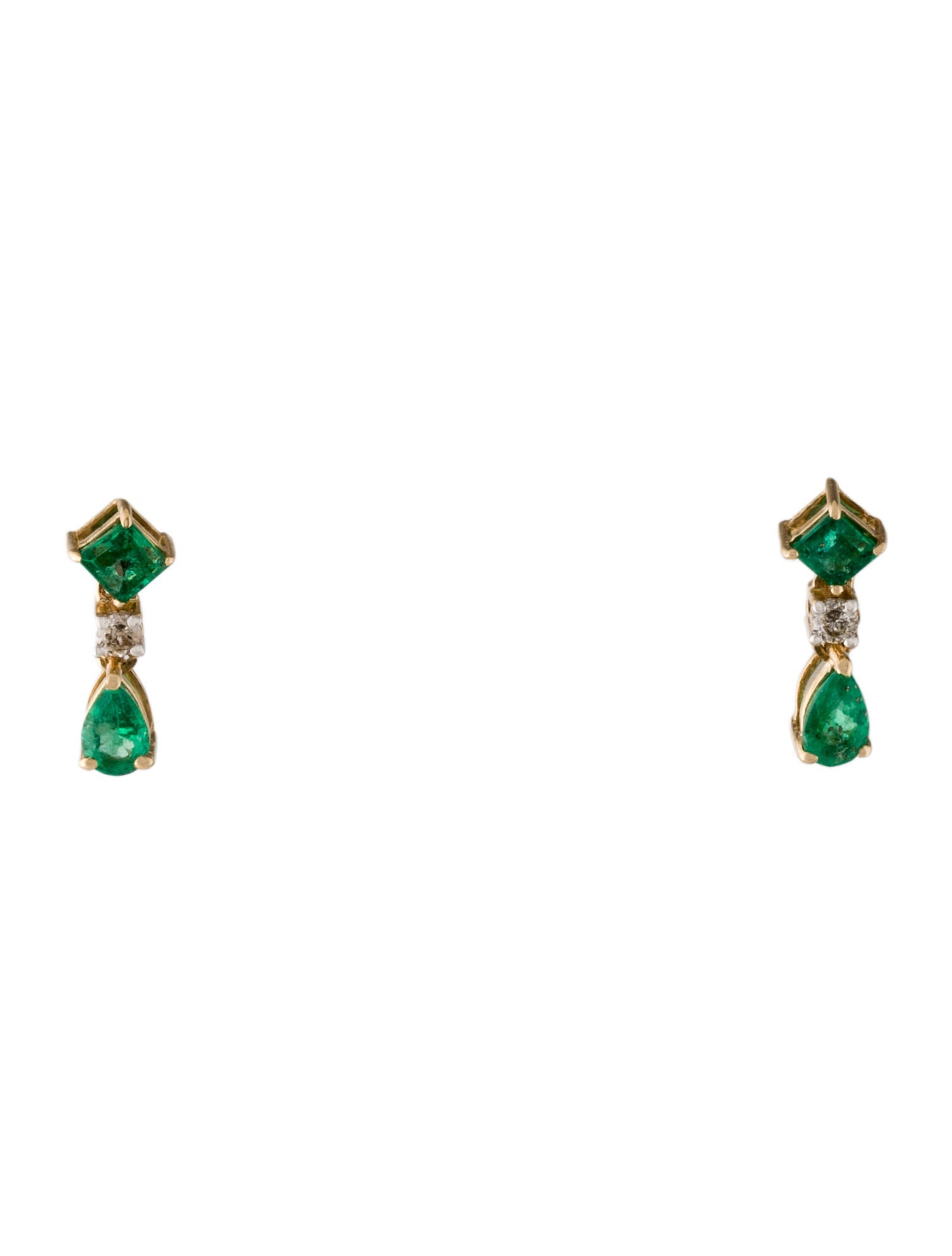 Jewelmak 14K Emerald & Diamond Drop Earrings