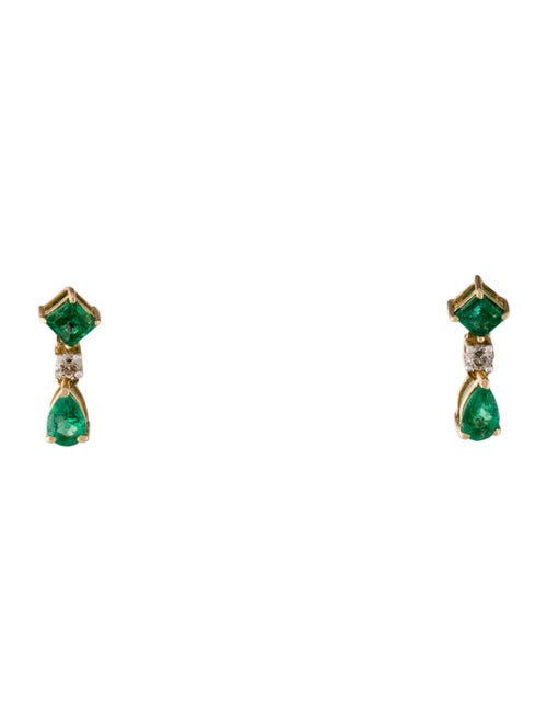 Jewelmak 14K Emerald & Diamond Drop Earrings