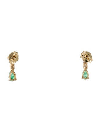 Jewelmak 14K Emerald & Diamond Drop Earrings