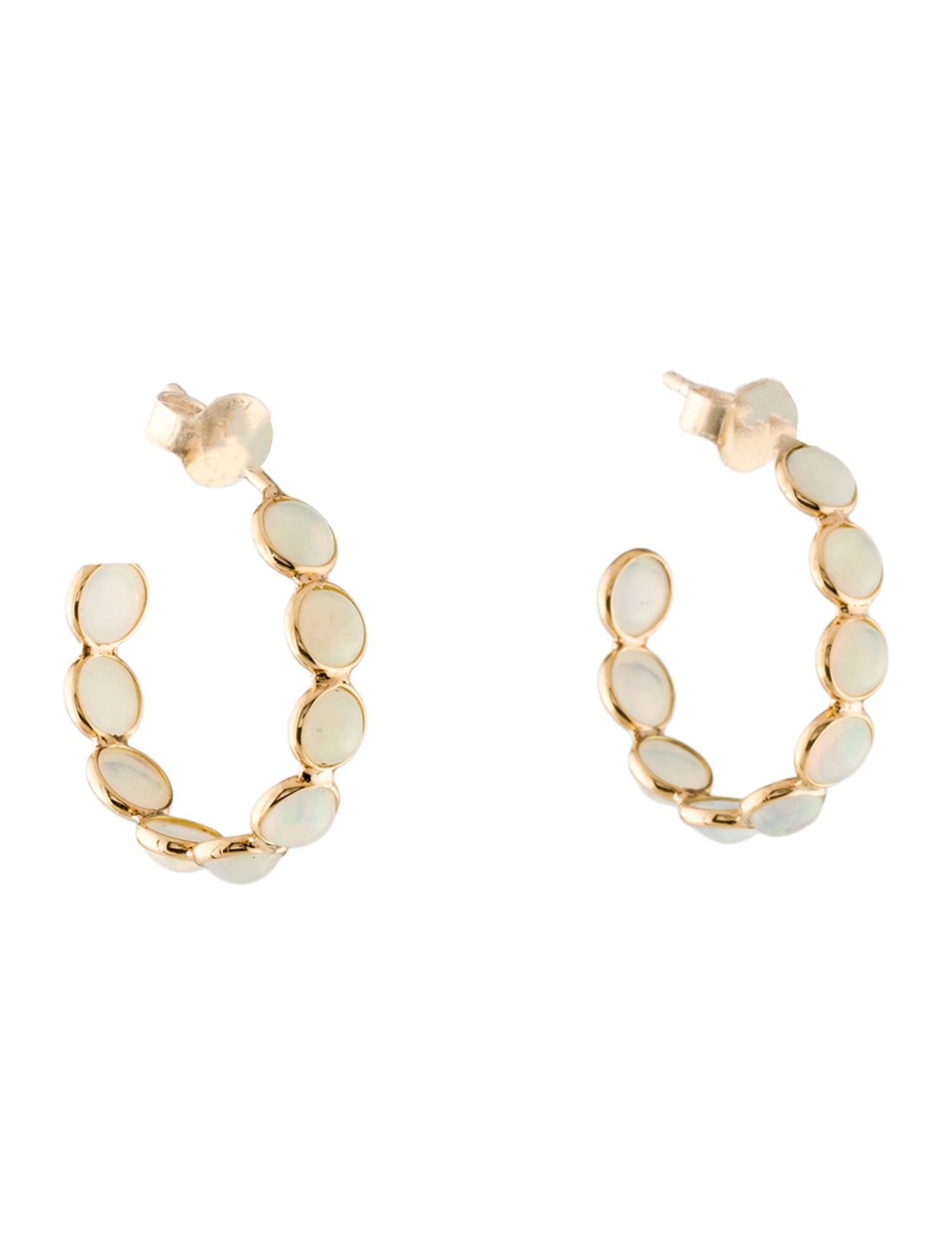 Jewelmak 18K 3.06ctw Opal Circle Hoop Earrings