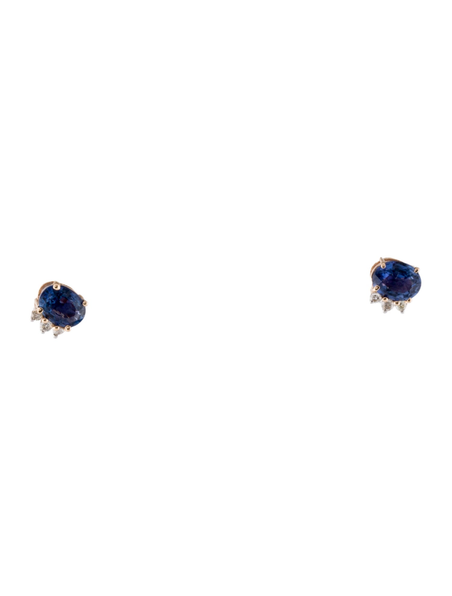 Jewelmak 14K Sapphire & Diamond Stud Earrings