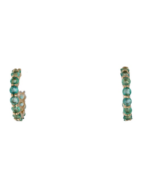Jewelmak 14K 1.18ct Emerald Hoop Earrings