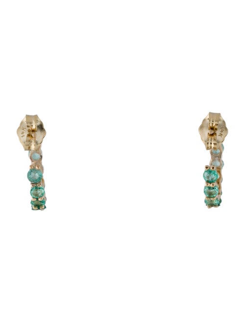 Jewelmak 14K 1.18ct Emerald Hoop Earrings