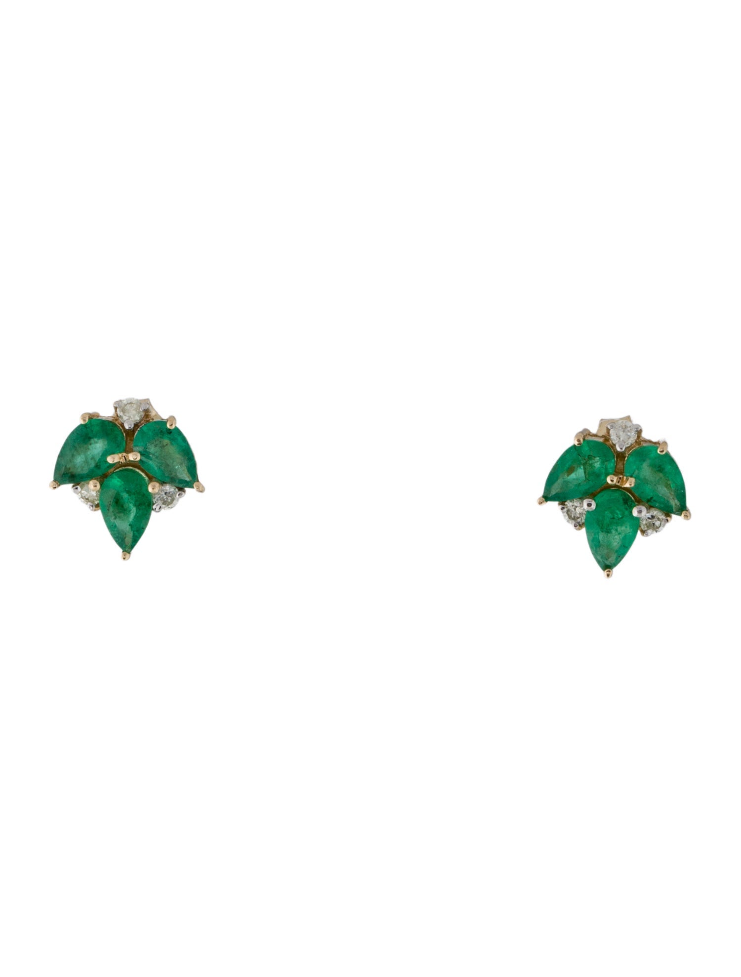 Jewelmak 14K Emerald & Diamond Leaf sd