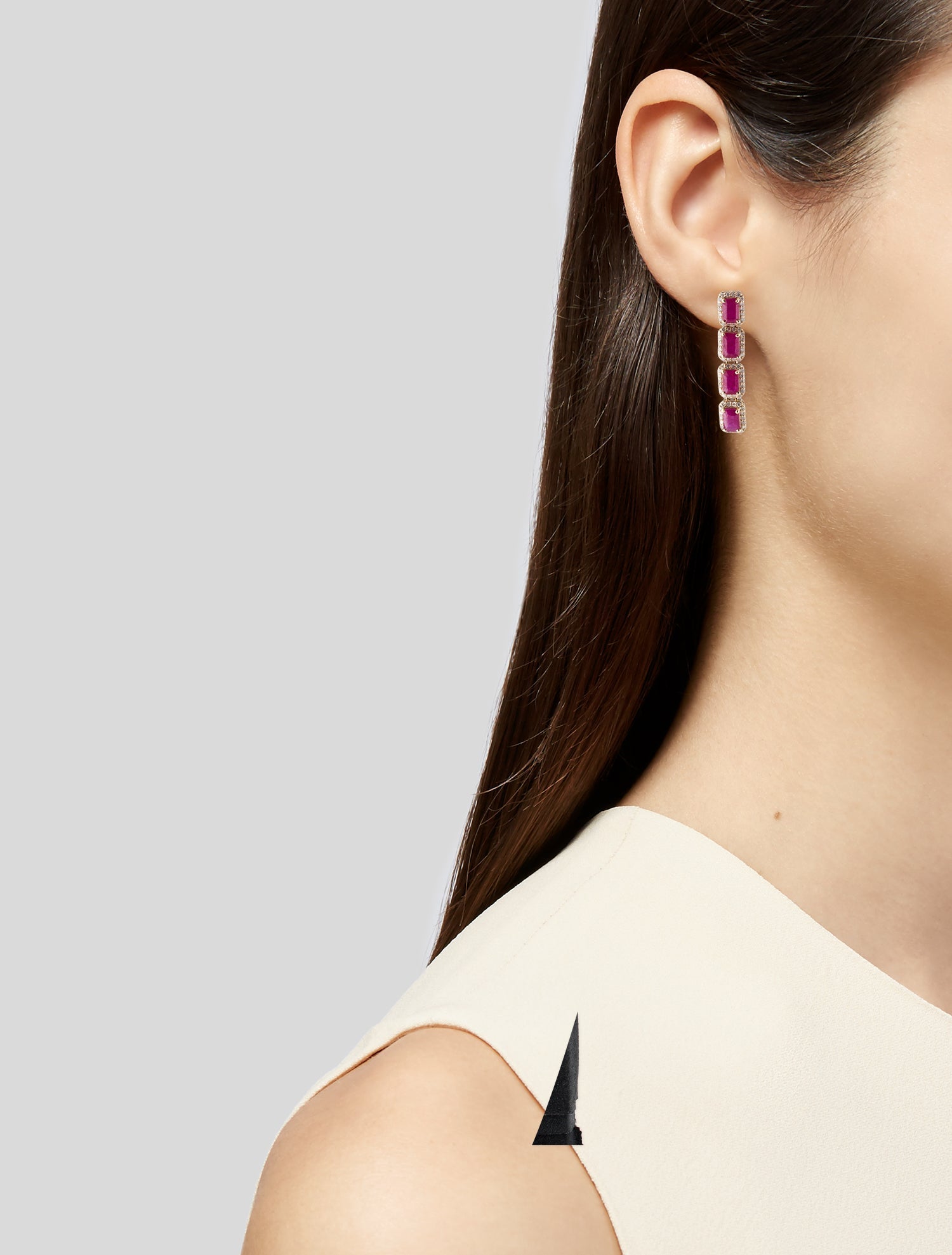 Jewelmak 14K 6.12ctw Glass-Filled Ruby & Diamond Drop Earrings