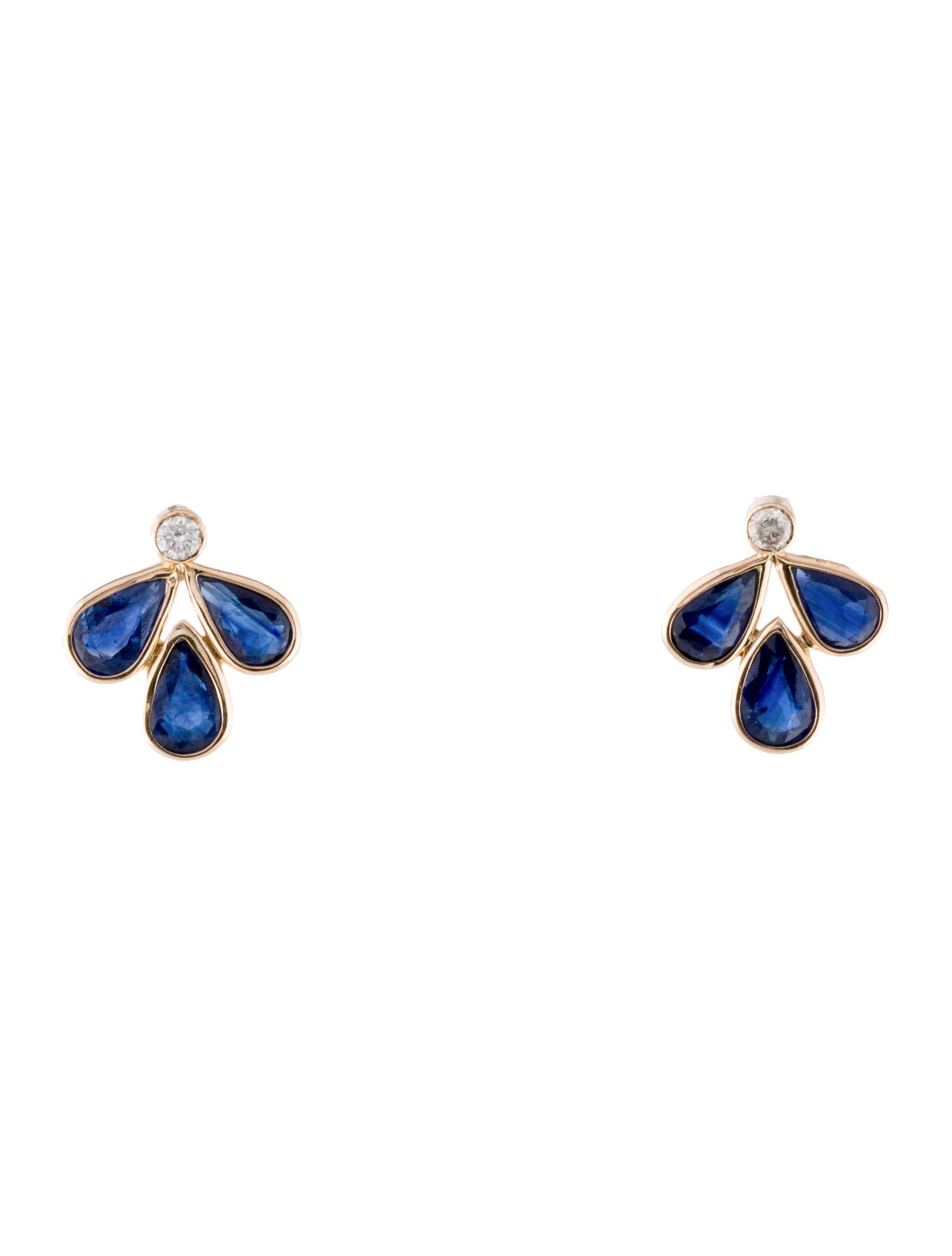 Jewelmak 14K 2.42ctw Sapphire & Diamond Stud Earrings