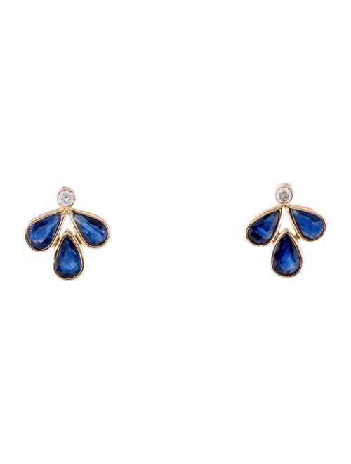 Jewelmak 14K 2.42ctw Sapphire & Diamond Stud Earrings