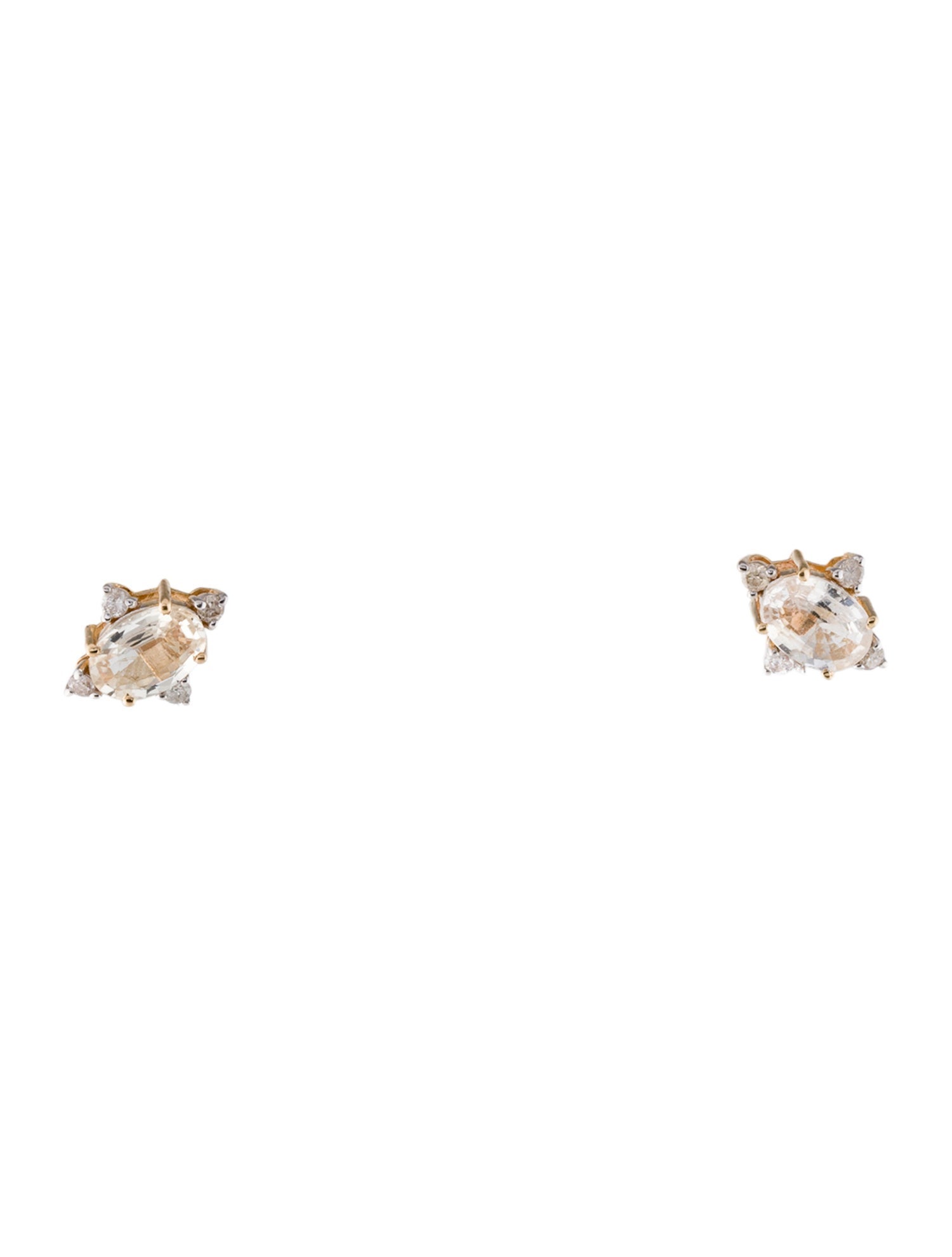 Jewelmak 14K Sapphire & Diamond Oval Star Stud Earrings