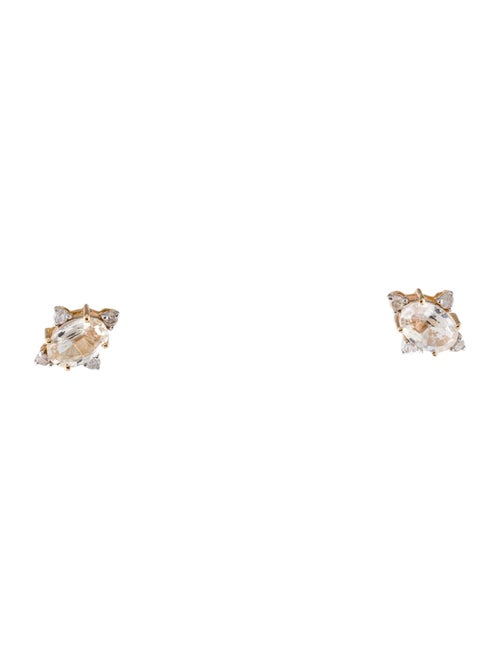 Jewelmak 14K Sapphire & Diamond Oval Star Stud Earrings