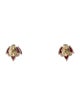 Jewelmak 14K 1.24ctw Ruby & Diamond Leaf Stud Earrings