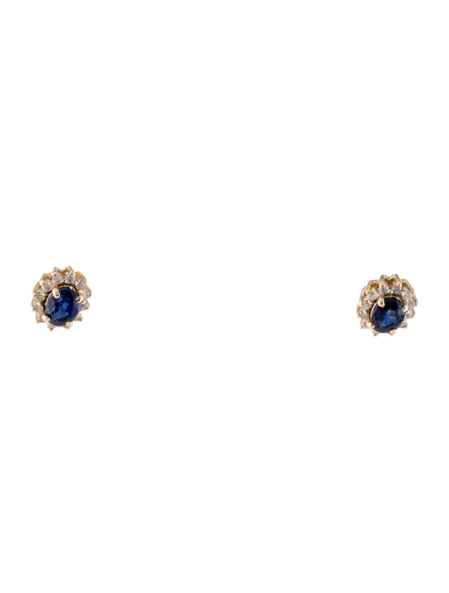 Jewelmak 14K Sapphire & Diamond Stud Earrings