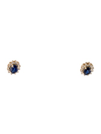 Jewelmak 14K Sapphire & Diamond Stud Earrings