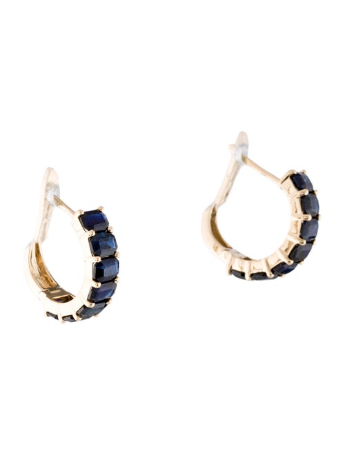 Jewelmak 14K 3.42ctw Sapphire Hoop Earrings