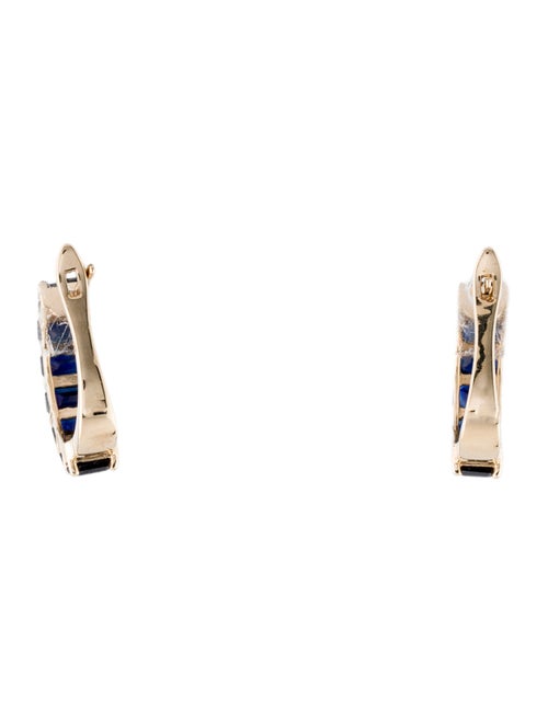 Jewelmak 14K 3.42ctw Sapphire Hoop Earrings