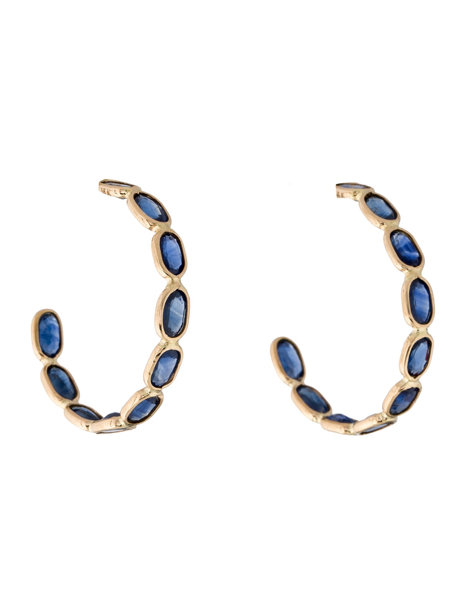 Jewelmak 18K 4.14ctw Sapphire Hoop Earrings