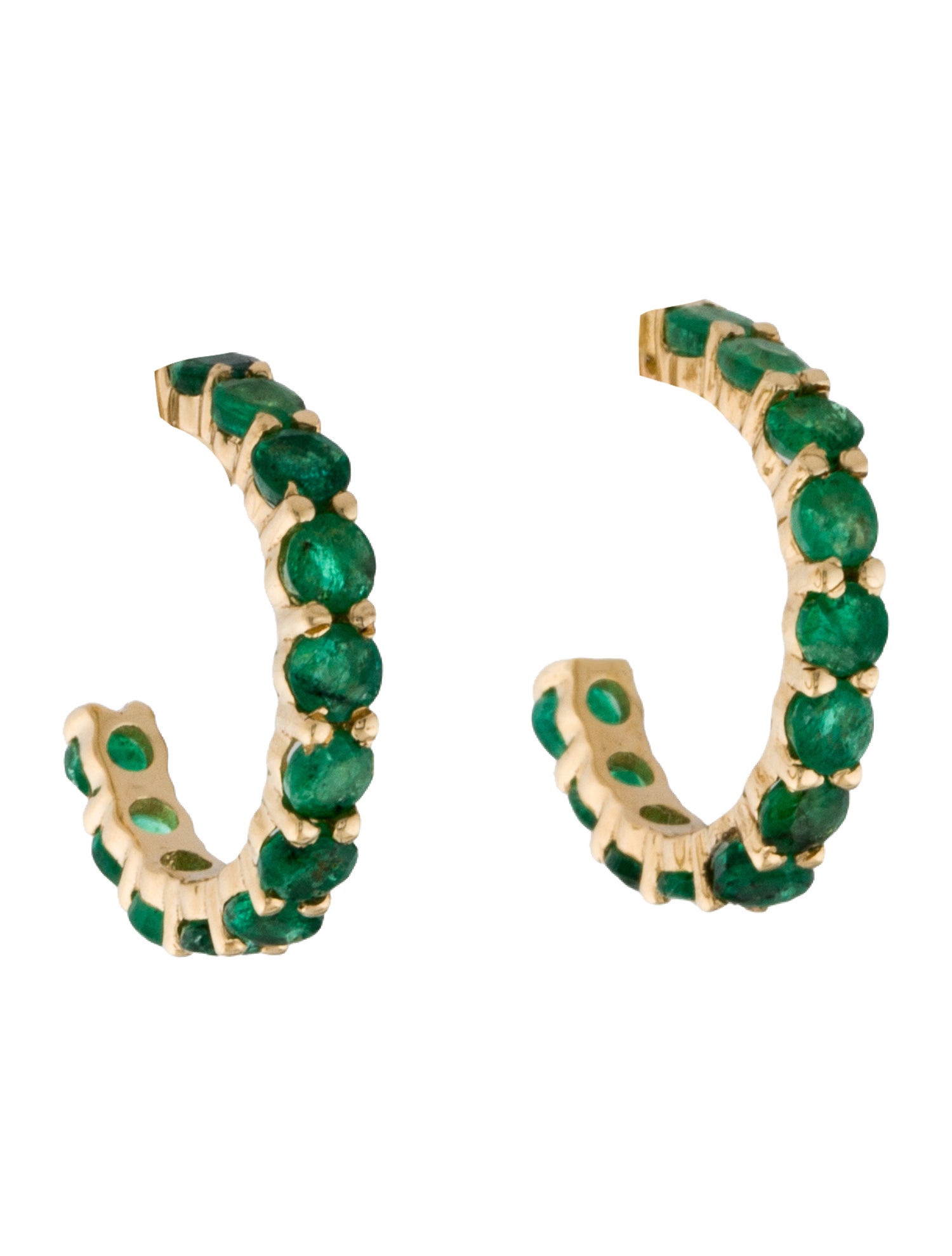 Jewelmak 18K 1.18ctw Emerald Hoop Earrings