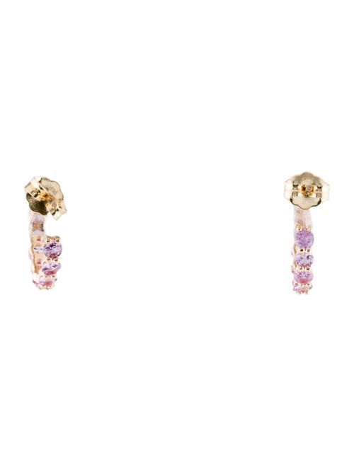 Jewelmak 14K 1.48ctw Sapphire Huggie Hoop Earrings