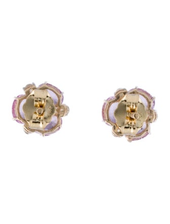 Jewelmak 14K Sapphire & Diamond Cluster Flower Earring