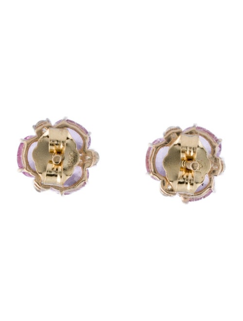 Jewelmak 14K Sapphire & Diamond Cluster Flower Earring