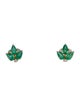 Jewelmak 14K Emerald & Diamond Leaf Cluster Stud Earring