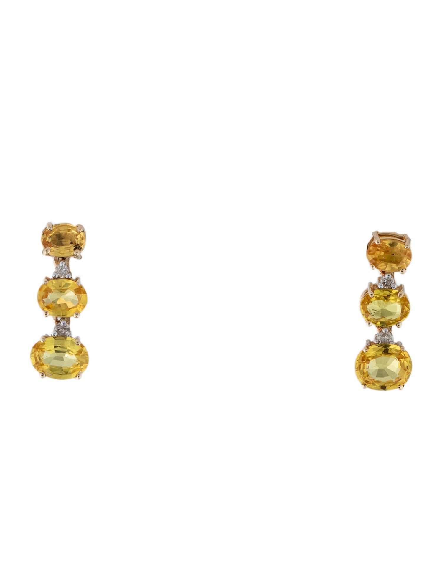 Jewelmak 14K 1.57ct Sapphire & Diamond Oval Drop Earring