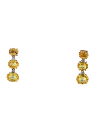 Jewelmak 14K 1.57ct Sapphire & Diamond Oval Drop Earring