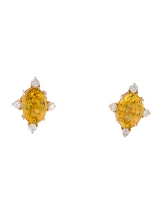 Jewelmak 14K Sapphire & Diamond Stud Earrings