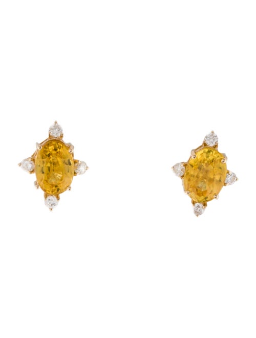 Jewelmak 14K Sapphire & Diamond Stud Earrings