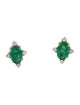 Jewelmak 14K Emerald & Diamond Stud Earrings