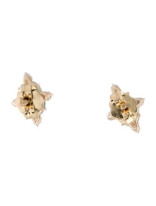 Jewelmak 14K Emerald & Diamond Stud Earrings
