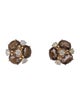 Jewelmak 14K Smokey Quartz & Diamond Stud Earrings