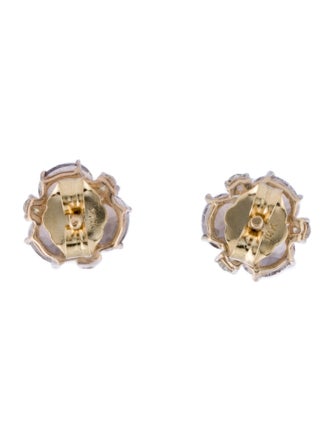 Jewelmak 14K Smokey Quartz & Diamond Stud Earrings
