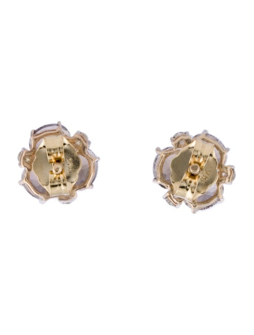 Jewelmak 14K Smokey Quartz & Diamond Stud Earrings