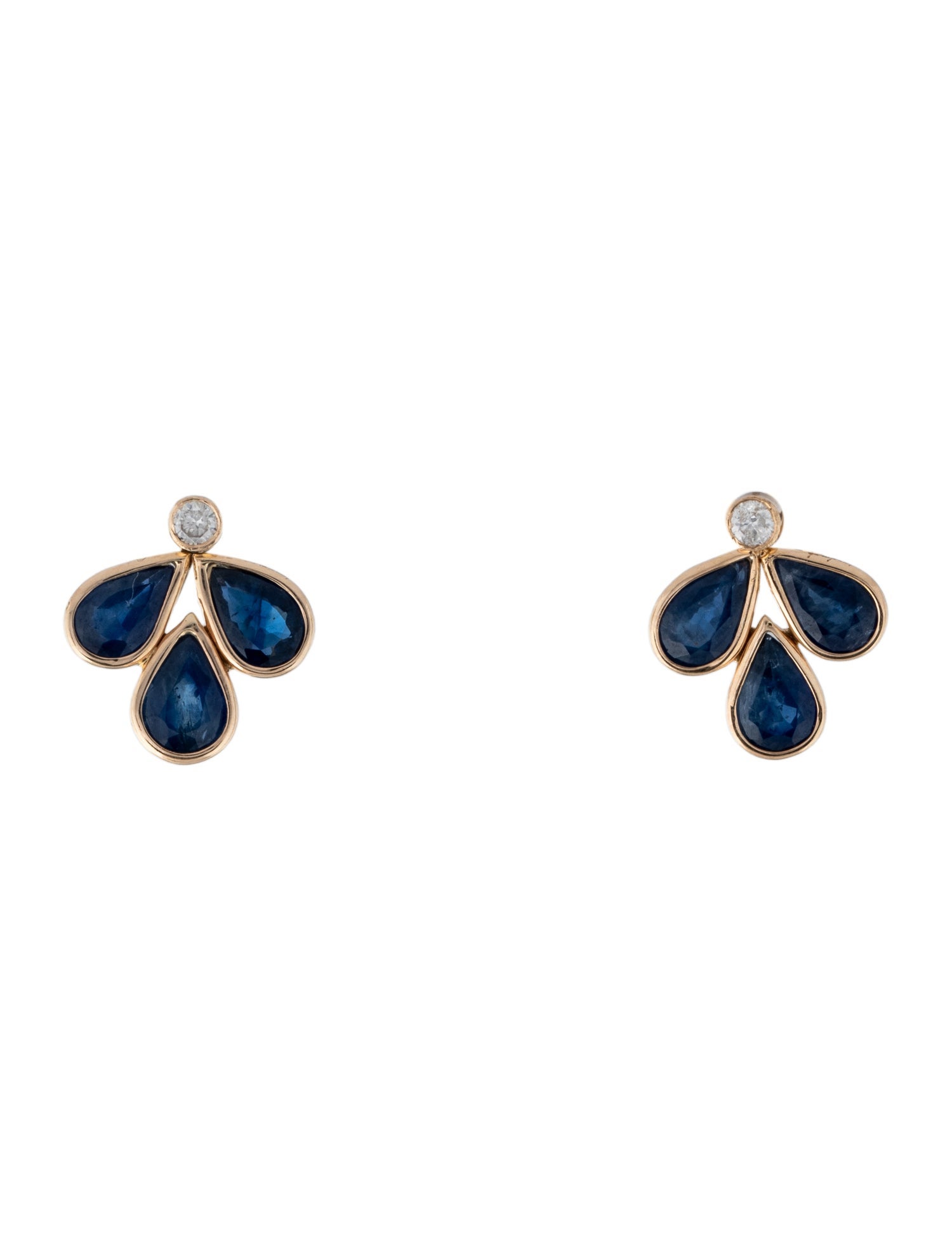 Jewelmak 14K 2.59ctw Sapphire & Diamond Stud Earrings