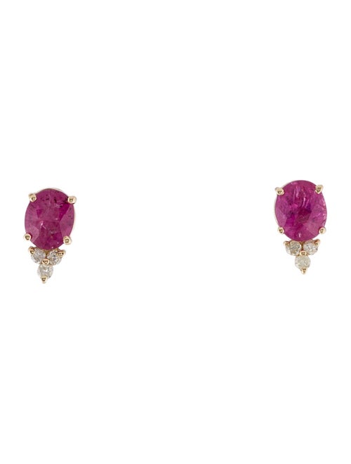 Jewelmak 14K 1.83ctw Ruby & Diamond Stud Earrings