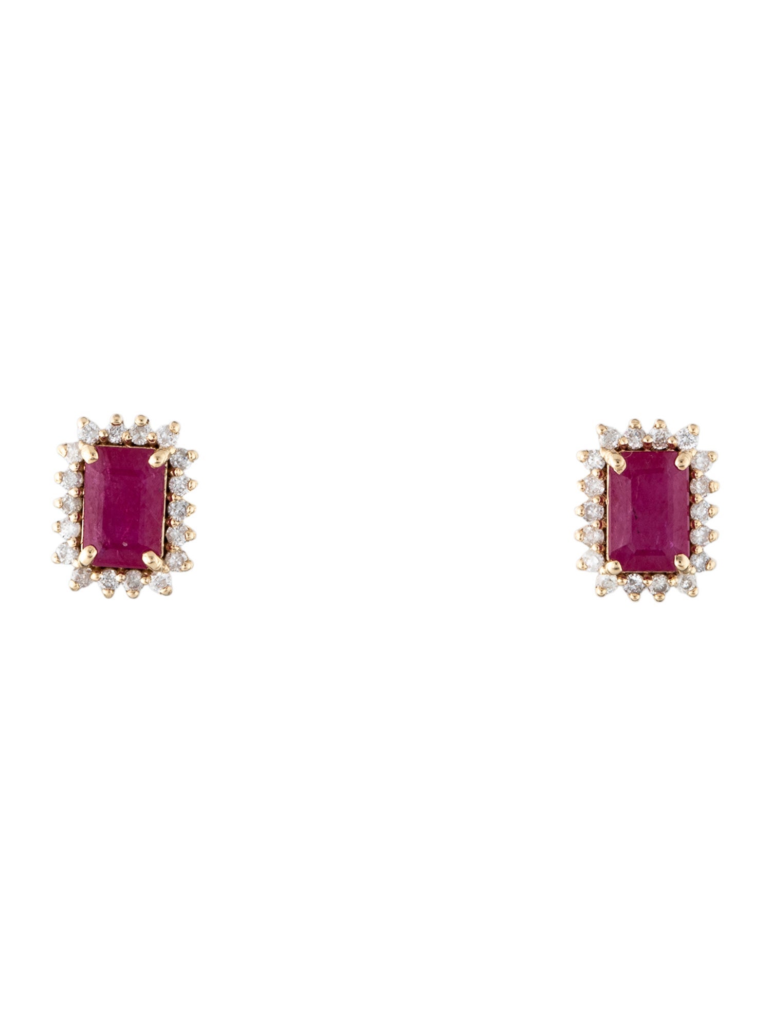 Jewelmak 14K Ruby & Diamond Stud Earrings