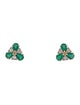 Jewelmak 14K Emerald & Diamond Stud Earrings