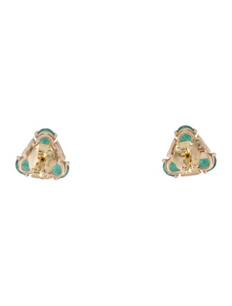 Jewelmak 14K Emerald & Diamond Stud Earrings