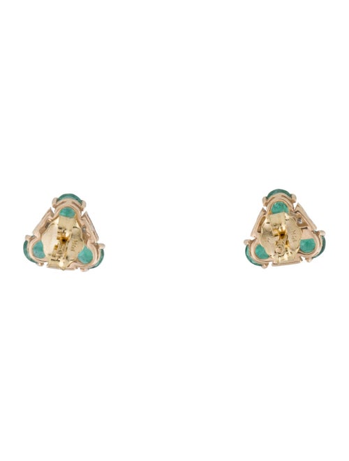 Jewelmak 14K Emerald & Diamond Stud Earrings
