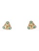 Jewelmak 14K Emerald & Diamond Stud Earrings