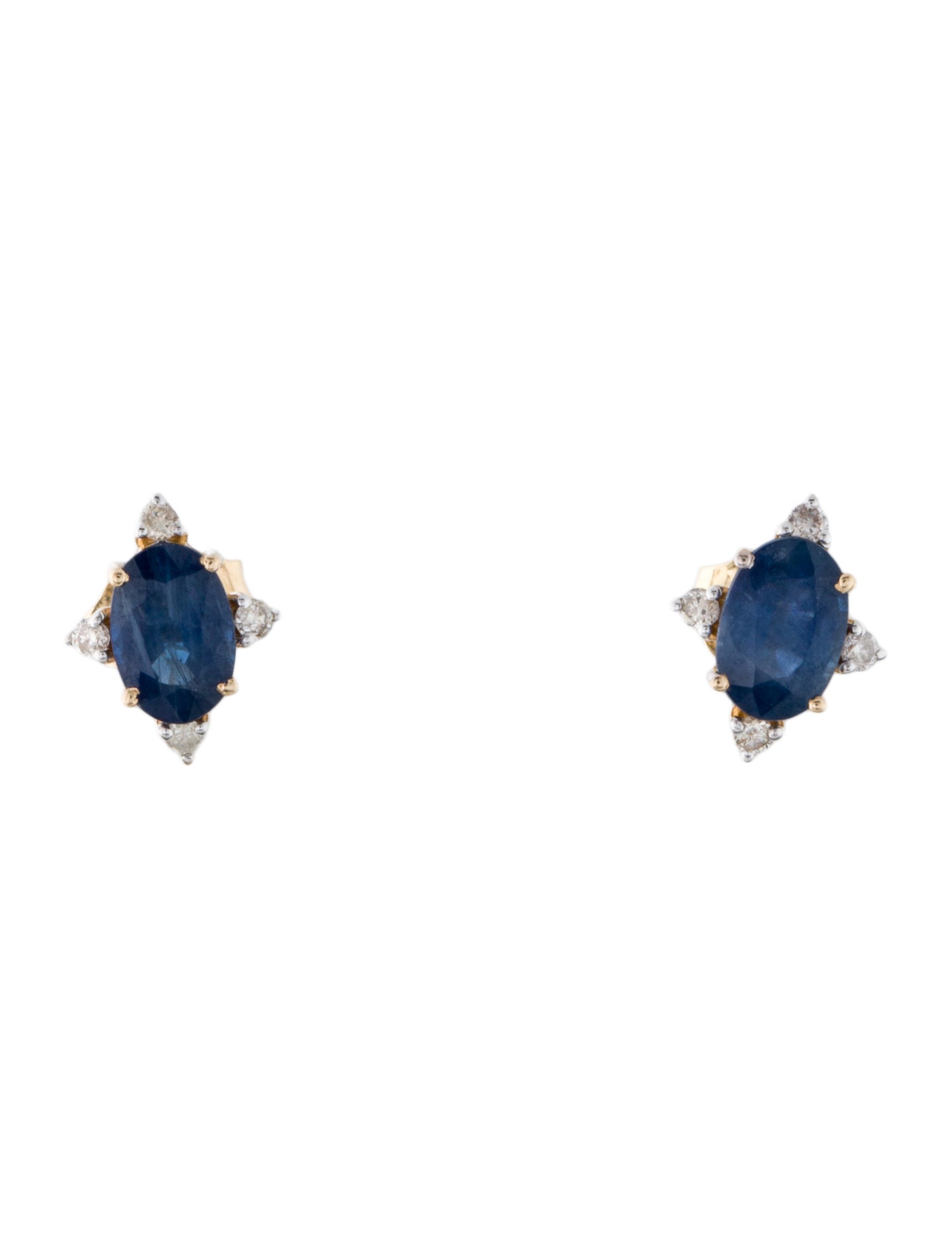 Jewelmak 14K Sapphire & Diamond Stud Earrings